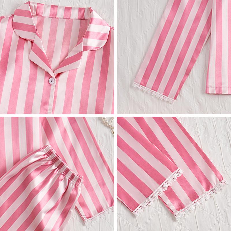 Women's Sleepwear Two Piece Set Spring Autumn Satin Long Sleeved Top Long Pants Two Piece Set Casual  Comfortable Home Suit Set