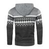 Men's Ethnic Style Hooded Knit Cardigan: Casual, Loose, Slim-Fit, Thin Fleece Sweater with Printed Design