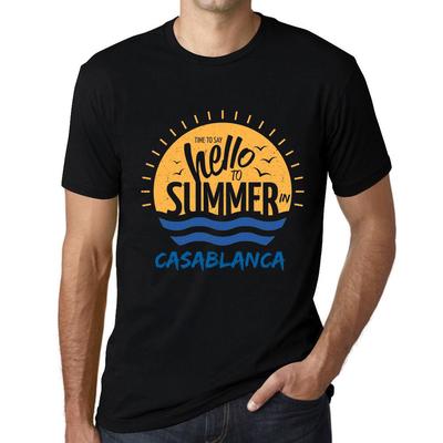 Camiseta Vintage para Hombre Camiseta Gráfica Es Hora de Decir Hola al Verano en Casablanca Negro Profundo