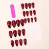 Spicy Girl Almond-Shaped Reusable Glossy Wine Red False Nail Stickers for New Year