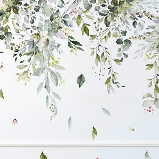 Selvklebende Avtagbar Avtagbar Veggklistremerke Vanntett PVC Blomster Plantemønster Rombakgrunn