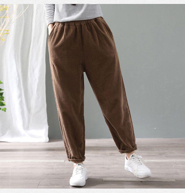 Women's Plus Size Corduroy Fleece-Lined Warm Harem Pants