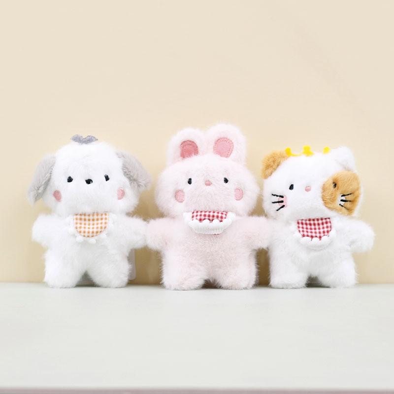 Charming Plush Animal Keychain Cute Bunny Frog Dog Cat 12cm Short Plush