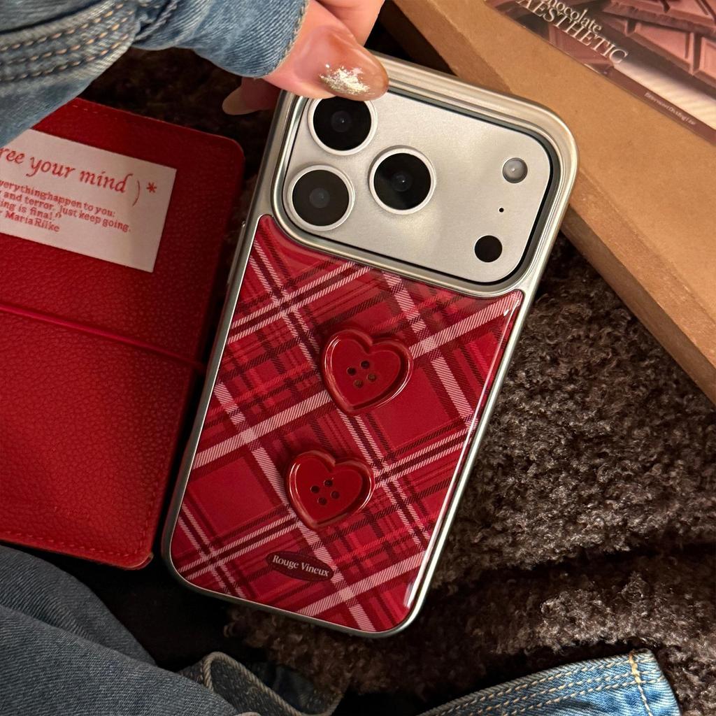 Retro Burgundy Button Phone Case for iPhone 16, iPhone 17, iPhone 17 Pro Max