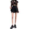 Skinny Fashionable Versatile Black Ultra-high-waist Denim Shorts Female Design Sense Double-button Loose Thin Outside Straight Rolled Wide-leg Pants