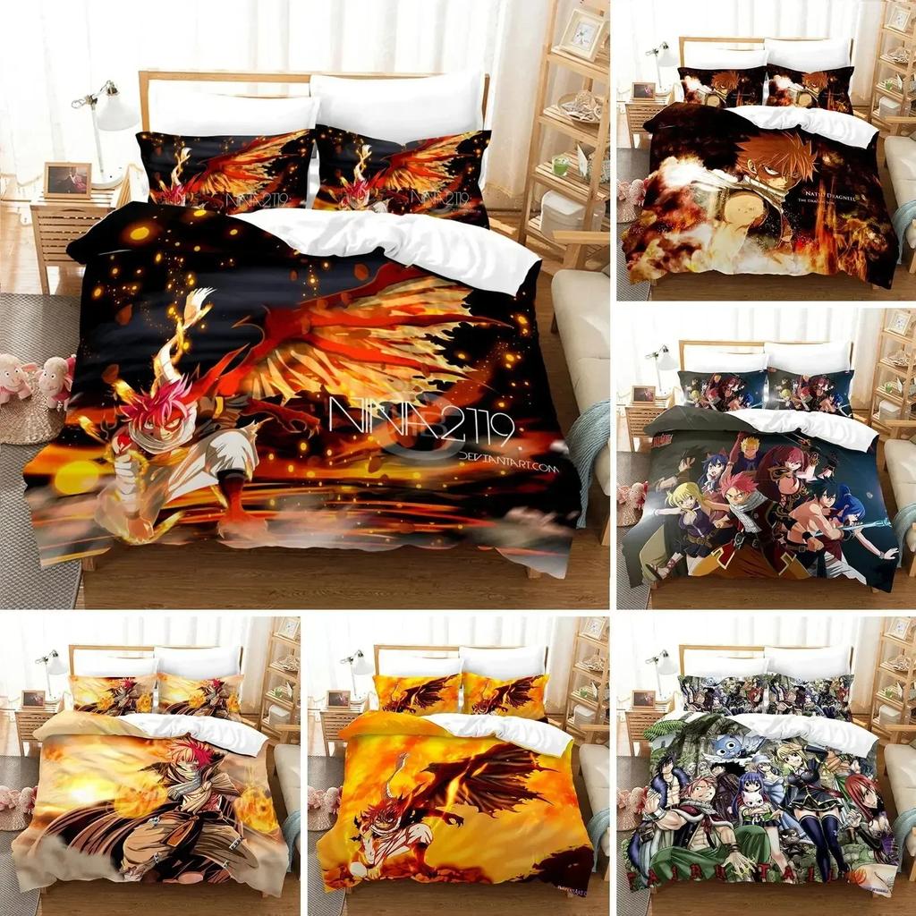 3D Anime Fairy Tail Natsu Printed Bed Set Duvet Cover Pillowcase Bedding Set Bed Linen Sheet Quilt Cover Full Queen King Size