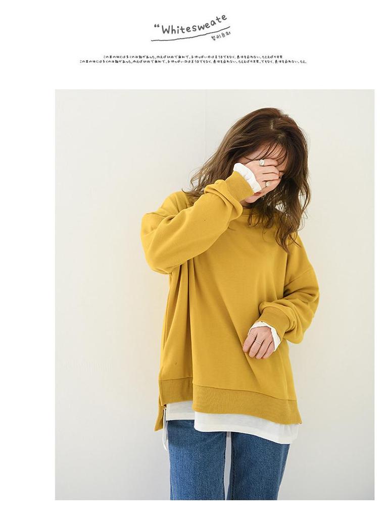 Dámské 2021 Jaro/Podzim Froté Dvoudílný Styl Středně Dlouhé Volné Ležérní Trendy Mikiny Pulovry, K dispozici Plus Size.