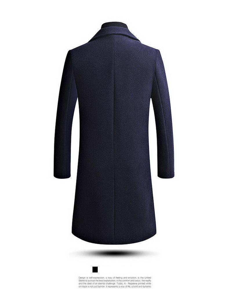 Men's Mid-Length Cashmere Woolen Coat - Winter Business Slim-Fit Windbreaker.