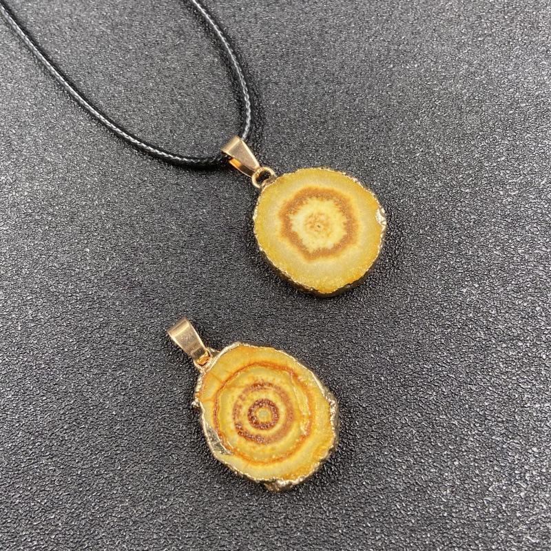 Seven-Color Crystal Sunflower Pendant Necklace with Gold Edging