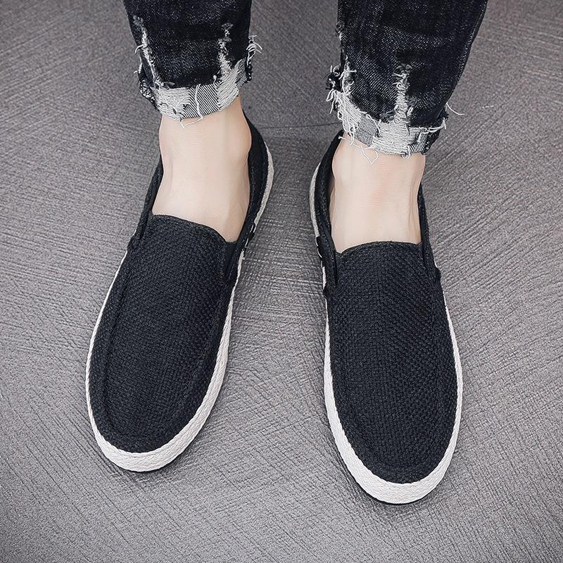Linen cloth shoes men's old Beijing men's lazy people pedal casual canvas shoes men can step on heel men's shoes in summer