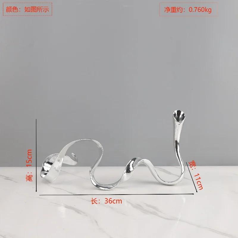 Metal Candlestick Geometric Streamer Wavy Ribbon Golden Snake Candelabrum Table Ornament Candle Holders Centerpieces