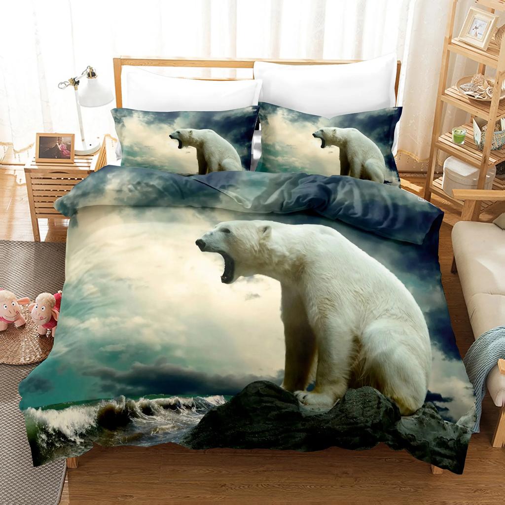 Animal Bed linen Cute Bear Pattern King Queen Size Cute Comforter Set With Pillowcases High Quality Home Textiles