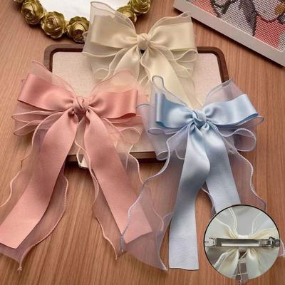 Large Bow Ribbon Hair Clip Long Ribbon Hair Barrettes New Hairpin  Women Fashion