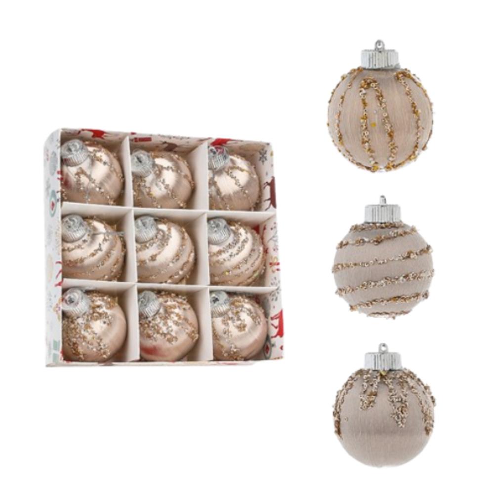 9pcs 6CM/8CM Christmas Hanging Balls White Champagne Xmas Tree Ornaments  Home New Year Decor
