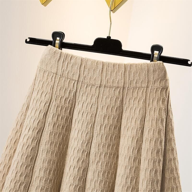 Winter-Strickrock mit hoher Taille für Damen, A-Linien-Rock, Faltenrock und kurzer Rock für Damen