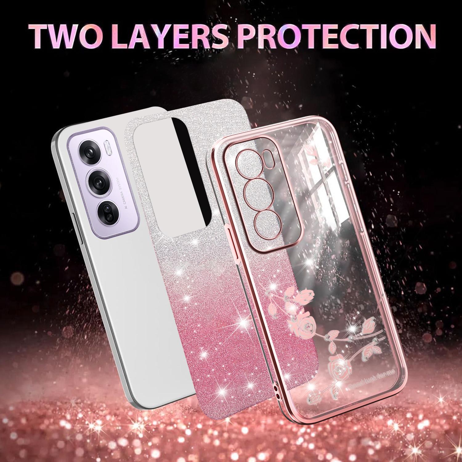 

For Oppo Reno12 Pro 5G (Global) Case Flower TPU Flexible Gradient Phone Cover Purple