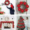 USB Operated Festive Lamps Christmas Poinsettia String Lights, 200/300cm Red Green Floral Garland, Battery/USB Bedroom Ambient Atmosphere Indoor