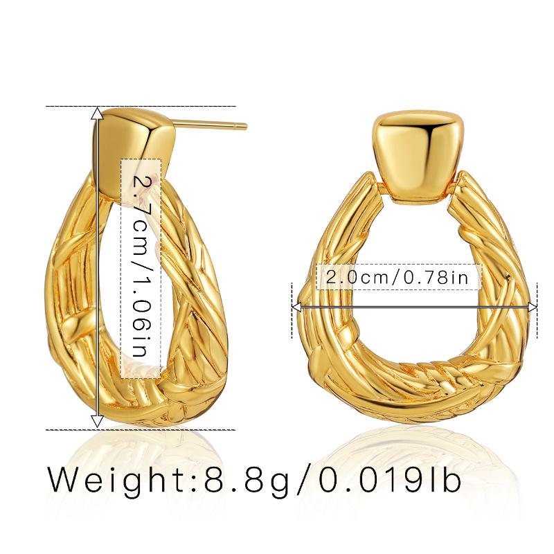 Vintage Geometric Water Drop Earrings For Women Gold Plated Minimalist Fashion Ear Jewelry