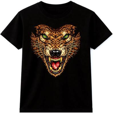 Wolf Head T Shirt Snarling Wolf Graphic Tee Wildlife Predator Animal Top