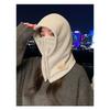 Women S Winter Warm Scarf Hat Integrated Cap For Outdoor Cycling Windproof Solid Color
