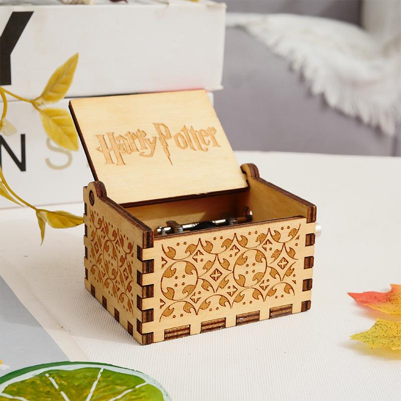Hogwarts Hand-Cranked Retro Carved Wooden Music Box