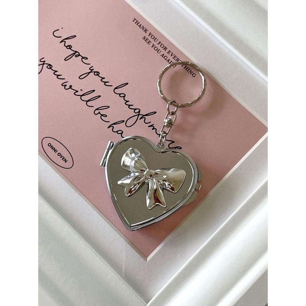 Elegant table heart ribbon mirror keyring pouch keyring phone keychain