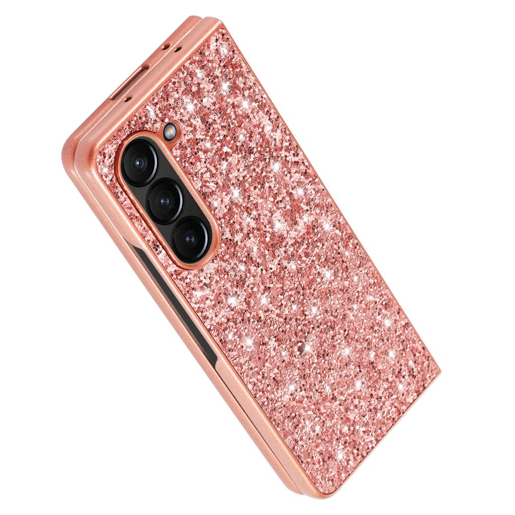 For Samsung Galaxy Z Fold5 5G Glitter Sequins Phone Case Electroplating TPU Frame Hard PC Back Cover