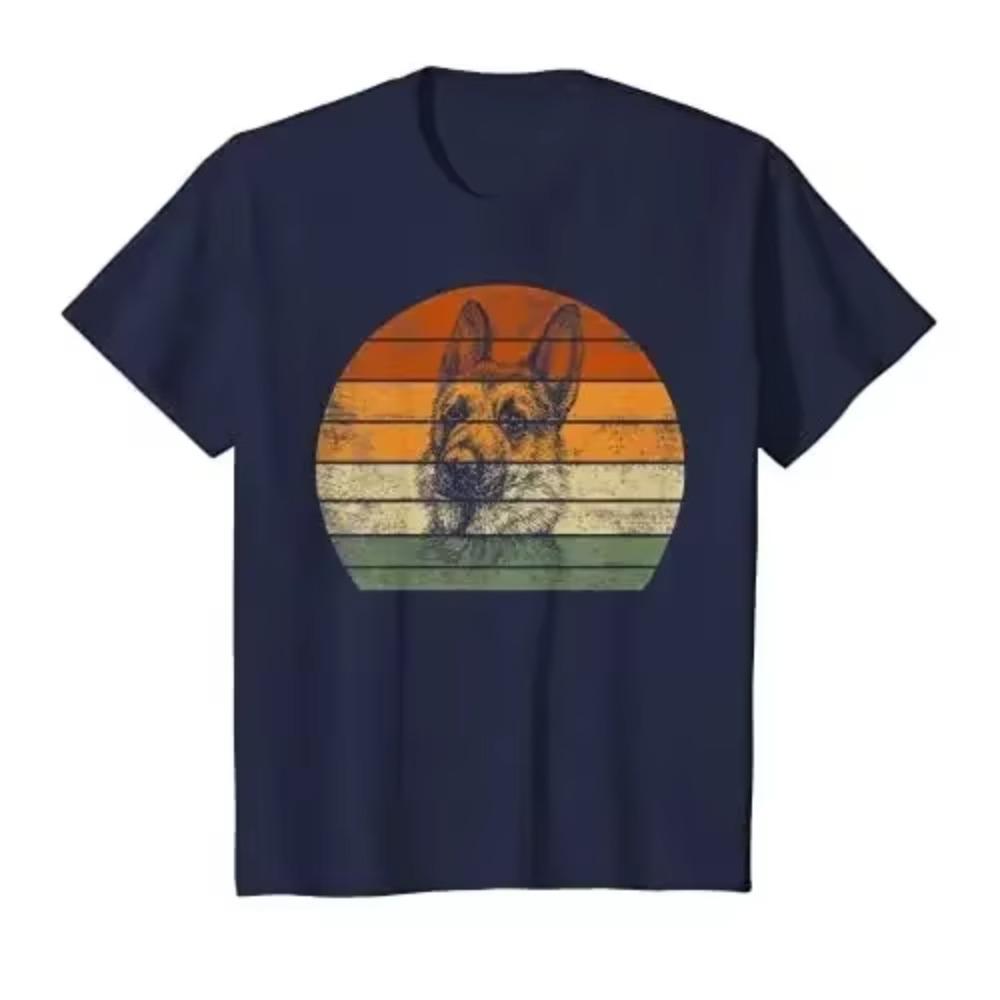 

Немецкая овчарка Подарки для женщин и мужчин Футболка с принтом овчарки Футболки с рисунком Мужская одежда Винтажная футболка XXXXXL темно-синий
