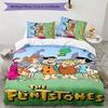 Flintstones 3pcs Bedding Set Duvet Cover Closure Includes 1 Duvet Cover & 2 Pillowcases for All Seasons Bedroom Home Dorm Decor