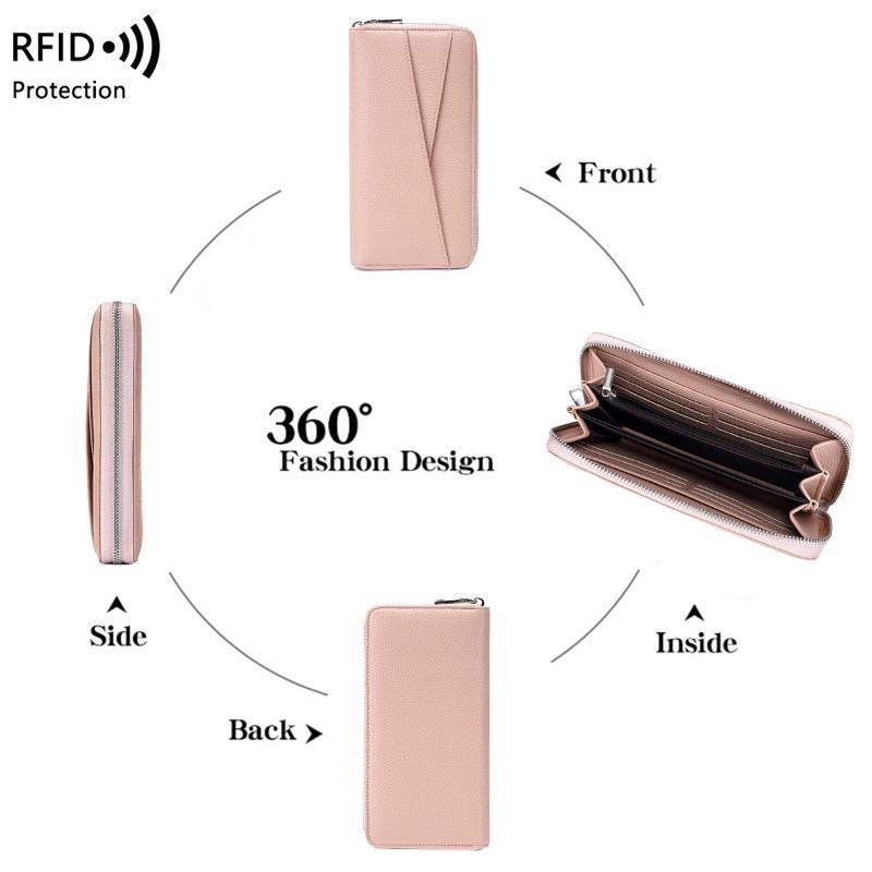 New Anti-magnetic Women's Wallet, Liwen Multi-compartment Passbook, Long Wallet, Simple and Large-capacity Clutch.