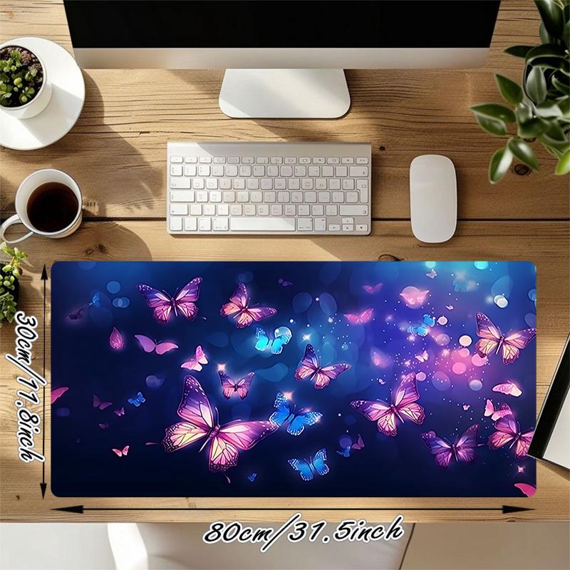 1Pc Butterflies Night Sky Gaming Mouse Pad Keyboard Desk Mat Non-slip Rubber Lock Edge Waterproof Computer Mousepad for Office Home Decor K1752