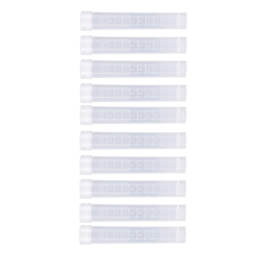 10 ks 10ml plastové zmrazené zkumavky s lahvičkou a šroubovacím uzávěrem, bílé víčko, balení, nádoba