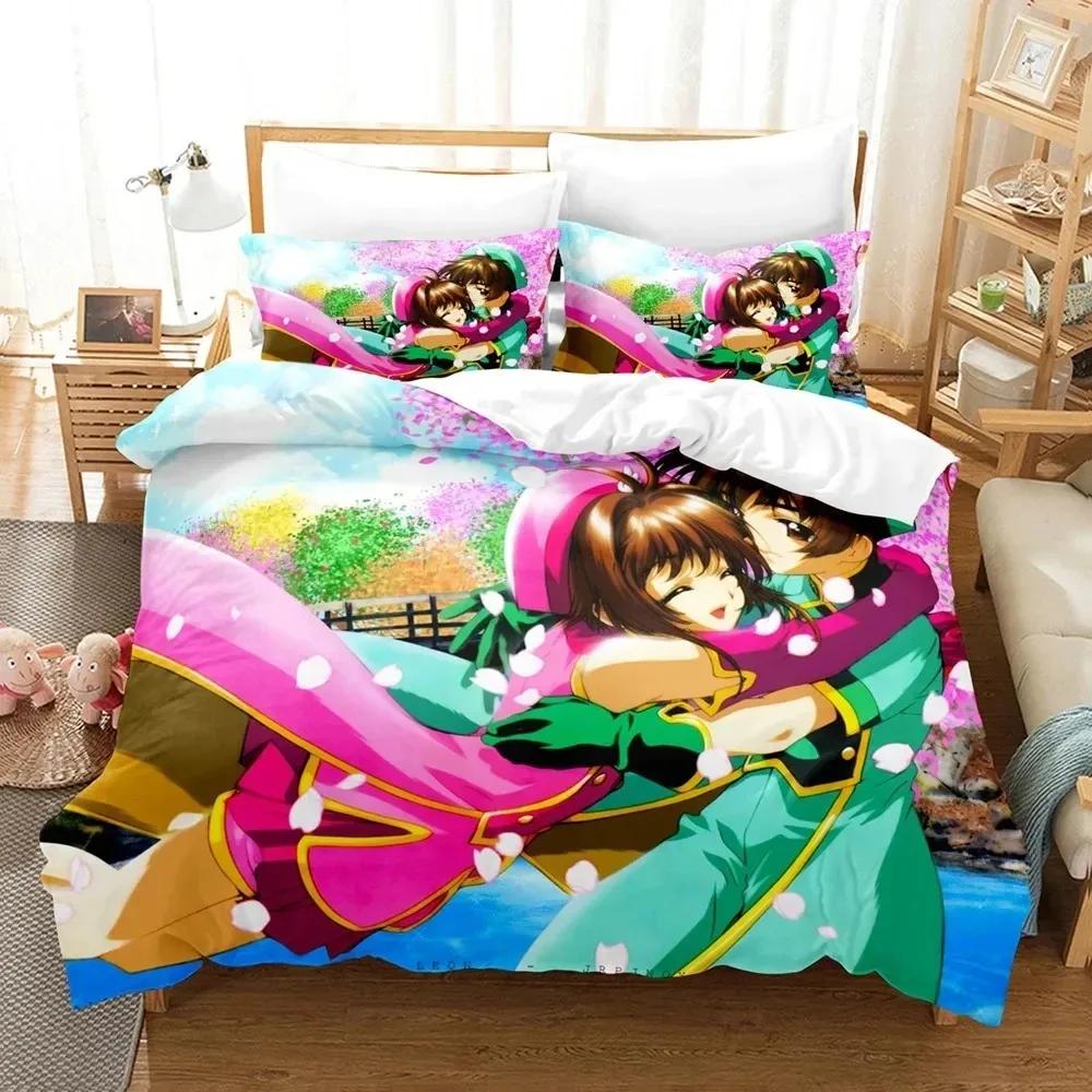 3D Print Anime Card Captor Sakura Bedding Set Boys Girls Twin Queen Size Duvet Cover Pillowcase Bed Boys Adult