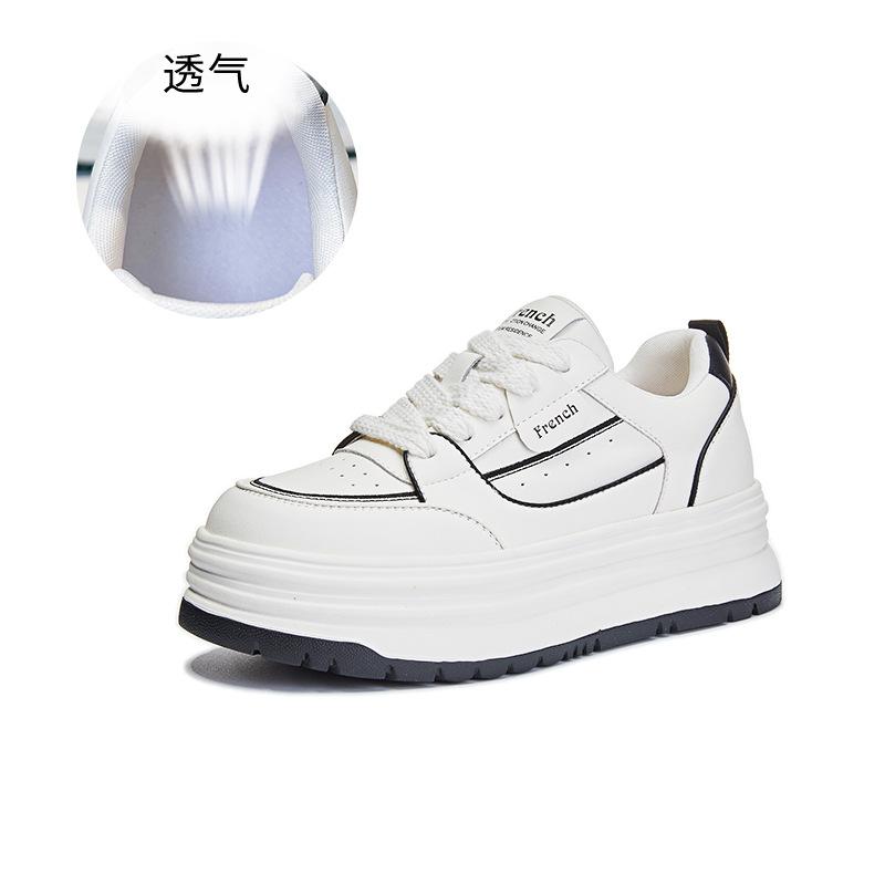 

Foam sole leather little white shoes women s 2025 spring new heightening muffin shoes casual versatile board shoes platform women s shoes 35 чёрный