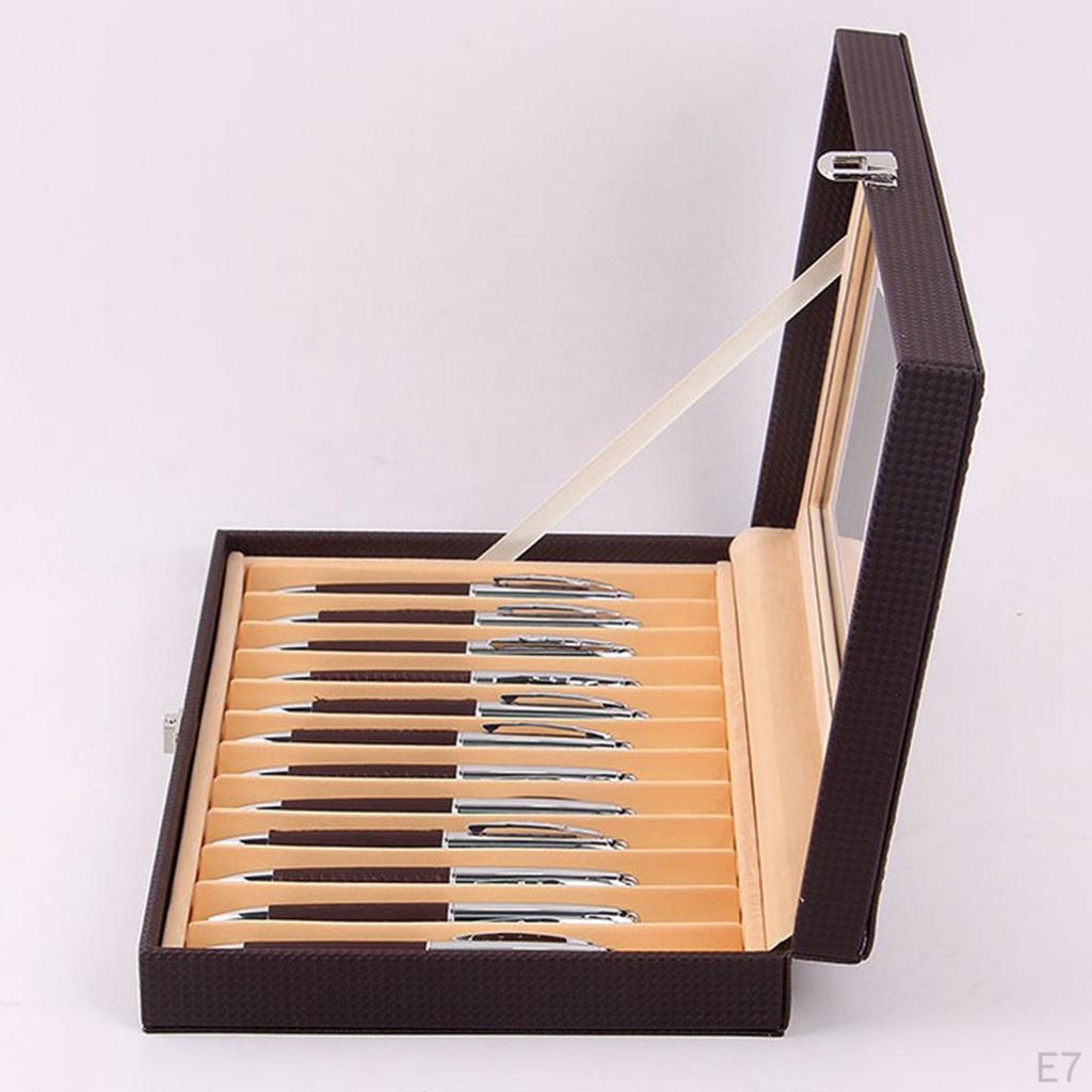 1 PU Deri Vitrin Tutucu Büyük Kapasiteli Dolma Kalem Saklama Koleksiyoncu Düzenleyici Kutu