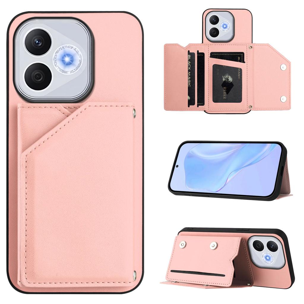 For Honor X70i/Honor 400 Lite 5G Case Card Holder Kickstand Skin-Touch Phone Cover with Wrist Strap