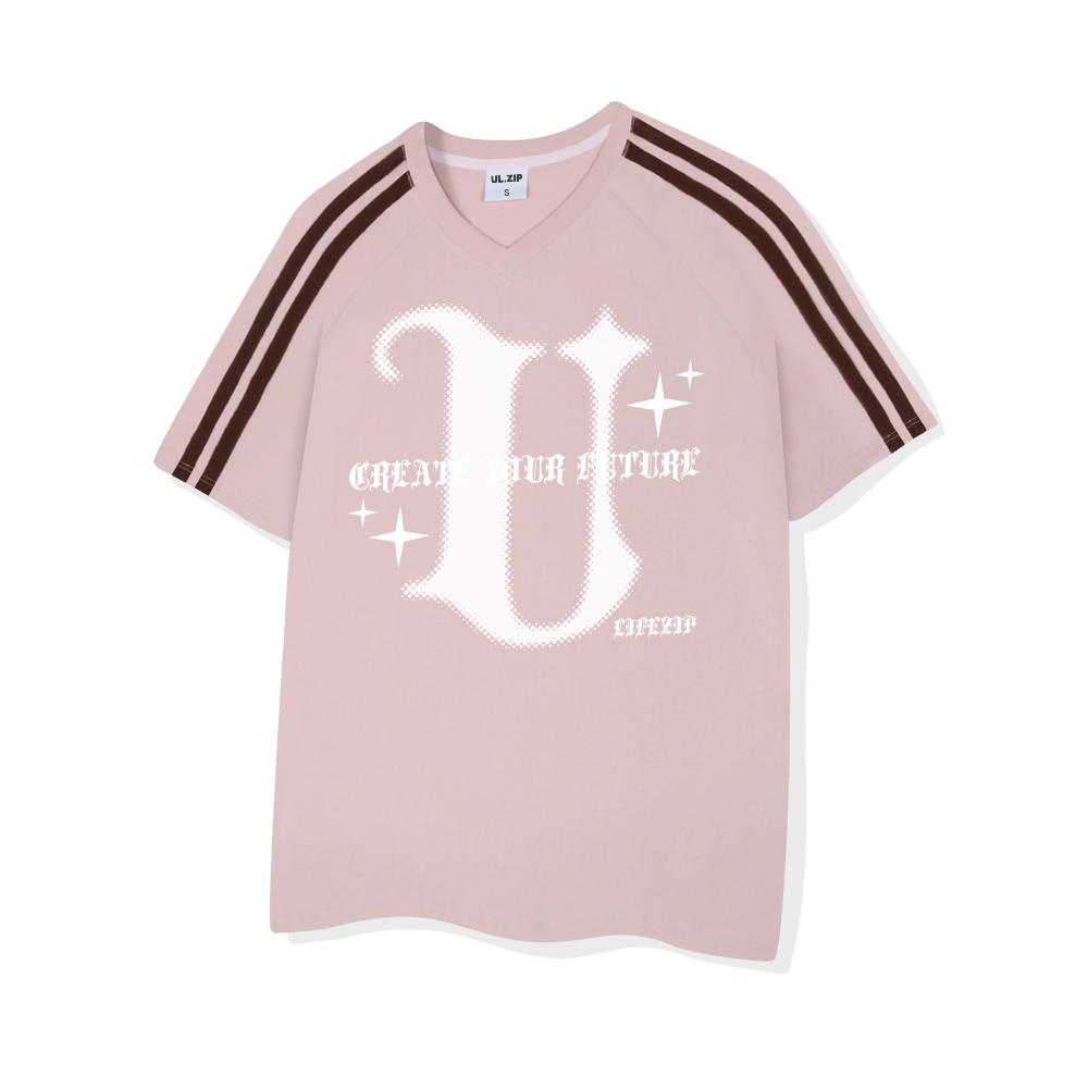 ULIFEZIP U-Haftone Women'S Track V-Neck Short Sleeve T-Shirt 5 Colors [Ulzv_5602]