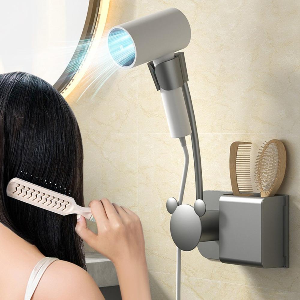 Free Hands Hairdryer Storage Rack Wall-mounted Air Duct Storage Rack Hair Dryer Organizer  Bathroom