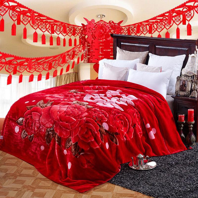 Double-Layer Thickened Raschel Blanket - Winter Warm Quilt & Mattress Cover for Weddings, Air Conditioning, and More.