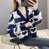 Autumn New Love Jacquard Collar Short Knitted Women's Cardigan with Sweater Women's Coat
