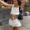 Zbzr Spring New Women Clothes Western Style Fashion Lace Trim Bow Drawstring Small Top Elastic Short Culottes