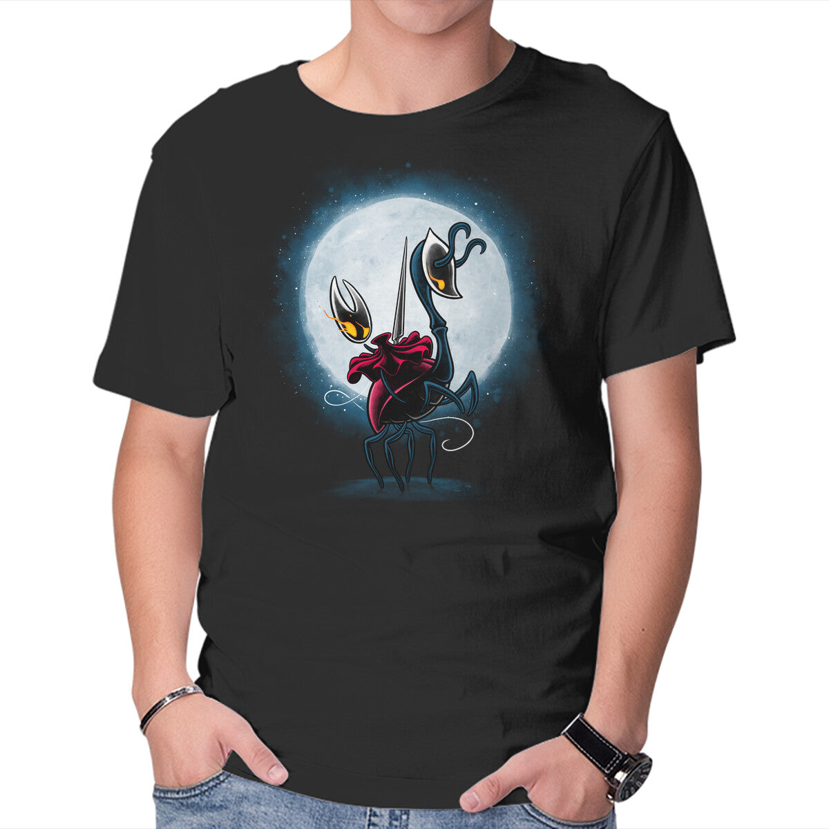 Unisex Crew Neck T-Shirt Hollow Rider Graphic Short Sleeve Casual Tee S