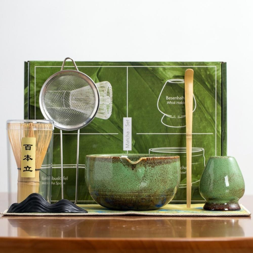 Juego de Té Matcha de Cerámica de Bambú de 7 Piezas Reutilizable Chasen Japonés Batidor de Matcha Japonés Herramientas para Hacer Té