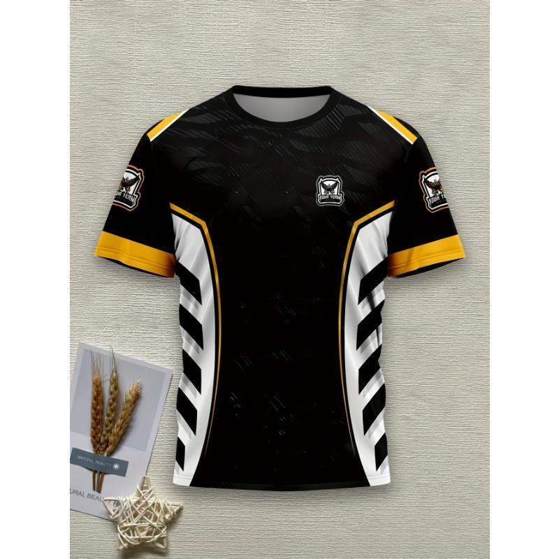 Men s 3D printed fashion T-shirt in black, gray and white S