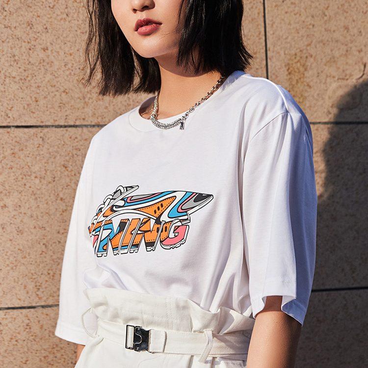 Li Ning Sports Fashion Collection T Shirts Unisex Crew Neck Moderate Straight Fit AHSR550-1