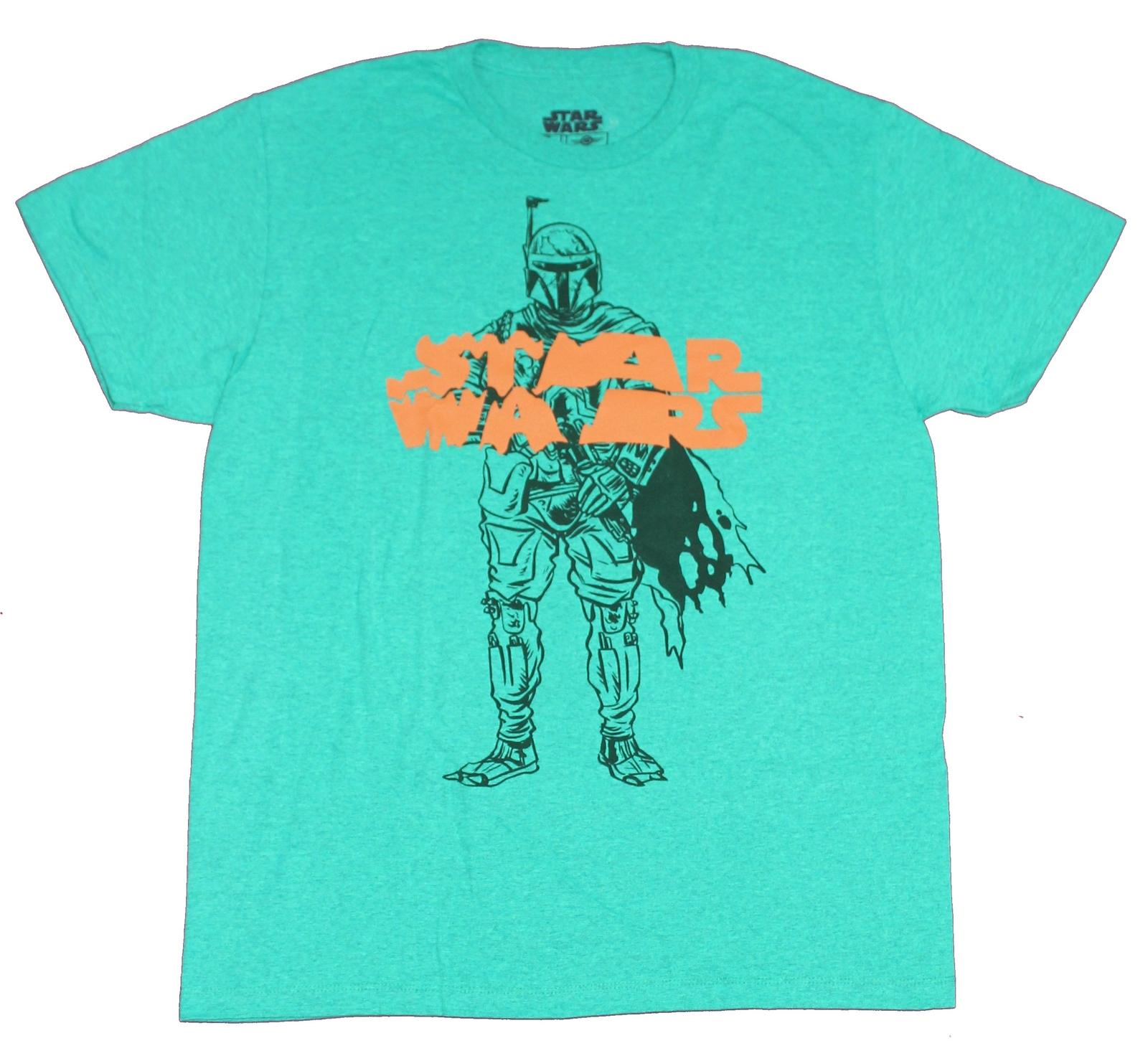 Star Wars Adult New T-Shirt - Boba Fett Battle Ready Under Orange Logo XXL