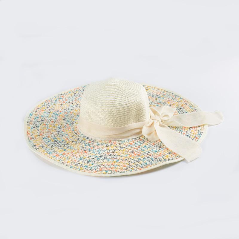 Summer Big-brimmed Beach Hat, Children's Bow, Seaside Vacation Sunscreen Visor, Hot-selling Foldable Straw Hat