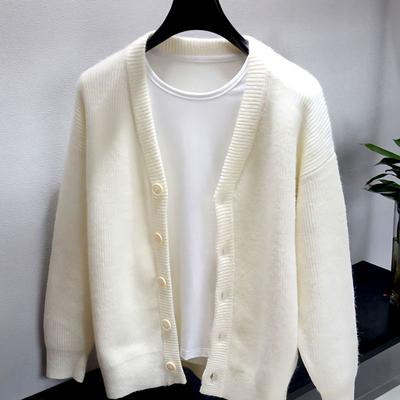 Automne Hiver Mâle Ample Décontracté Couleur Unie Gilet Pull Lhomme Simple Polyvalent Tricot Manteau Haut Hommes Col V Veste Vêtement d'extérieur