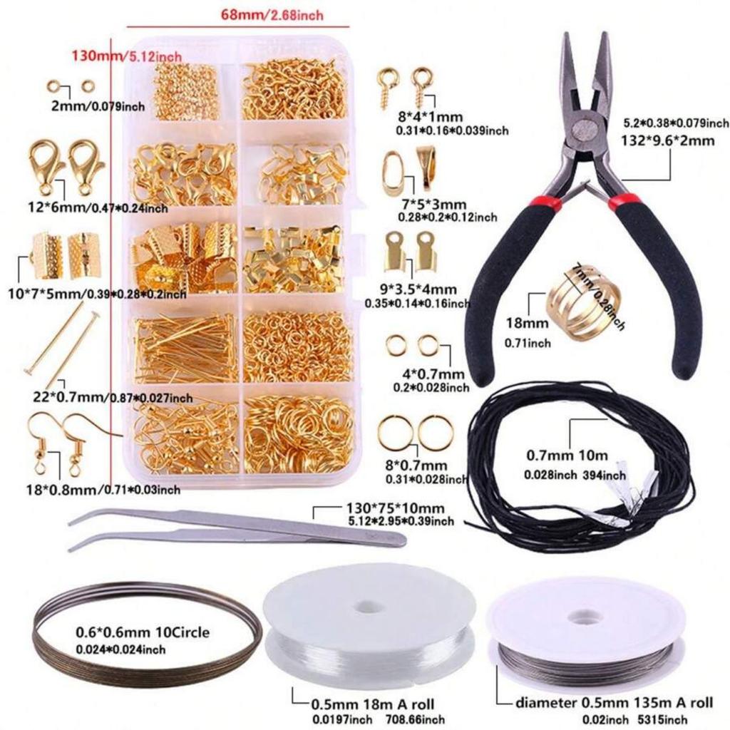 900pcs Jewelry Making Starter Kit Earrings Necklace Findings DIY Beads Plier Tools Set Jewelry Repair Tool Set Jewelry