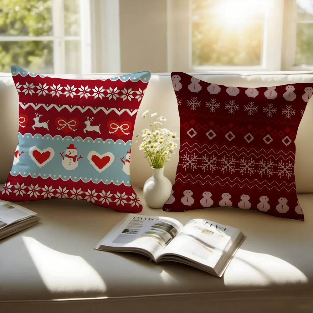 Christmas Spirit Pillow Case Sofa and Living Room Decorative Cushion Covers Dust-proof and Mite-proof Invisible Zipper